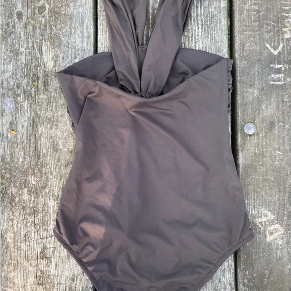 Massimo Dutti Dark Brown One-Piece Swimsuit - Picture 8 of 8